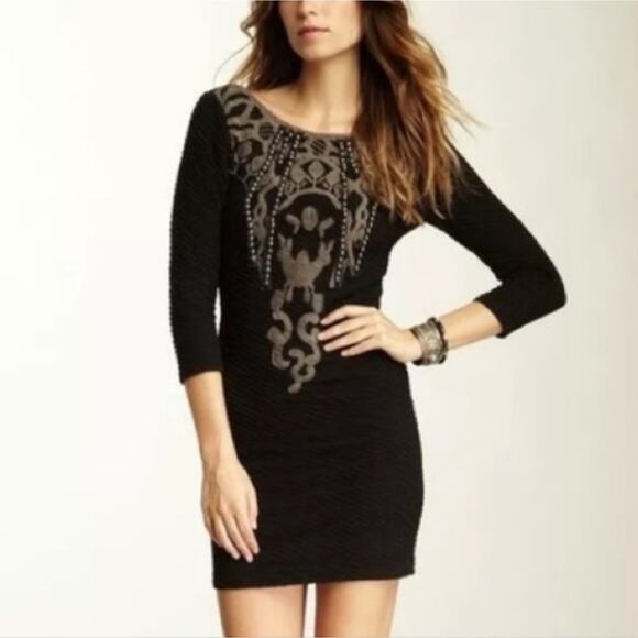 Free People Studded Bodycon Medium Black Dress - Picture 1 of 8